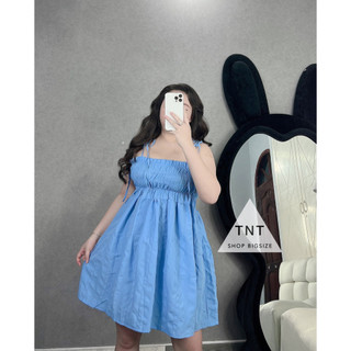 ĐẦM XỐP 2S  THẮT NƠ NHÚN NGỰC  [TNT SHOP BIGSIZE 60KG 90KG]