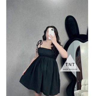ĐẦM XỐP 2S  THẮT NƠ NHÚN NGỰC  [TNT SHOP BIGSIZE 60KG 90KG]