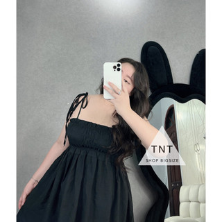 ĐẦM XỐP 2S  THẮT NƠ NHÚN NGỰC  [TNT SHOP BIGSIZE 60KG 90KG]