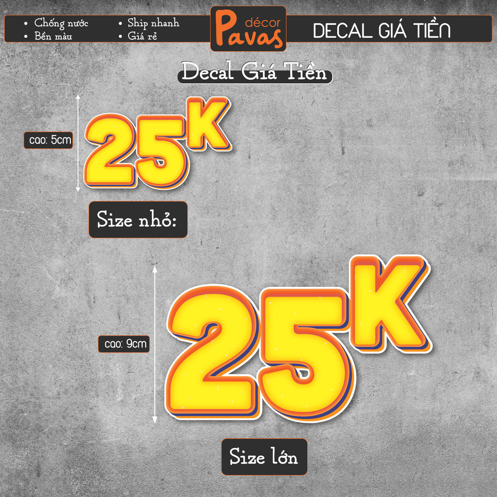 Decal Giá Tiền chống nước trang trí dán quán trà sữa, cà phê, quán ăn, dán tường, tủ. TTQ47