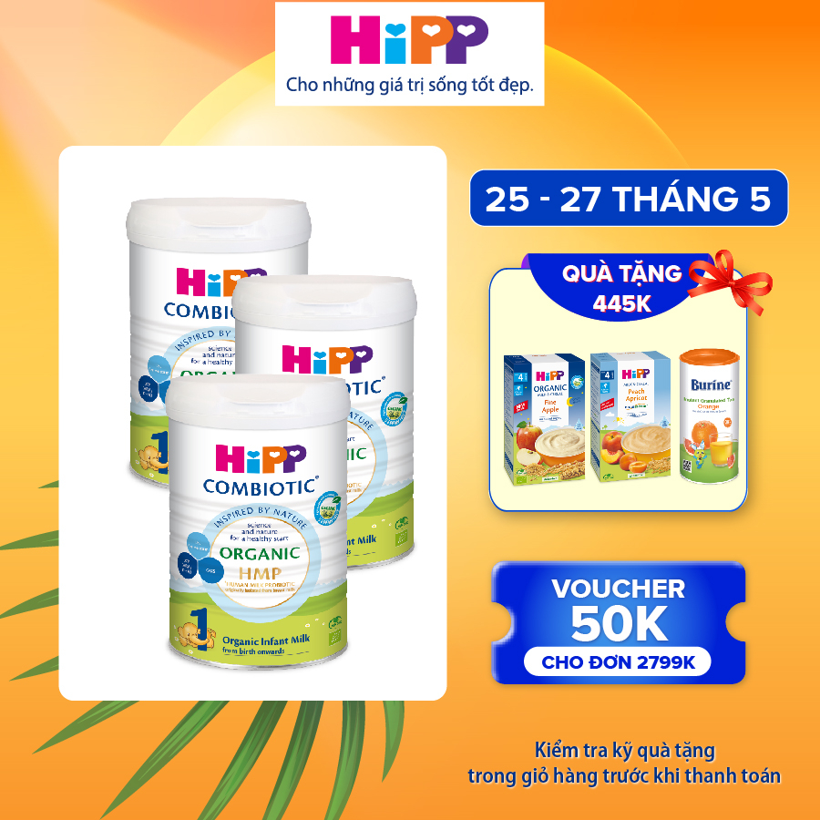 Combo 3 lon Sữa bột công thức HiPP 1 Organic Combiotic 800g .