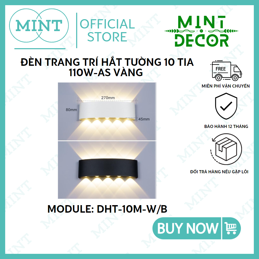 Đèn Hắt Tường 2 đầu 10 mắt AS Vàng - Đèn trang trí phong cách hiện đại BH 12 THÁNG