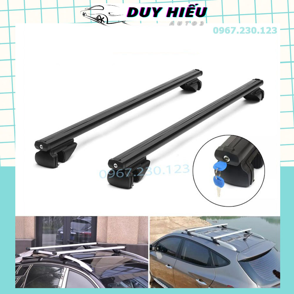Cặp giá nóc ngang, baga mui chở hàng trên xe ô tô có màu bạc và đen - DH3
