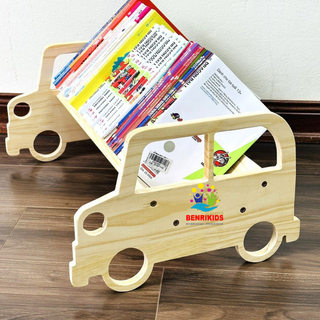 Kệ Sách Ôtô Cho Bé Trang Trí Decor Góc Học Tập Chất Liệu Gỗ Thông Tự Nhiên An Toàn