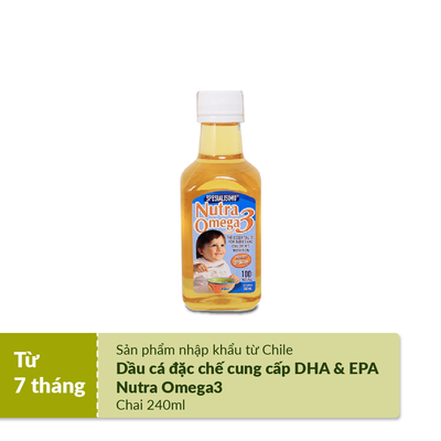 Dầu cá ăn dặm Nutra Omega3 nhập khẩu Chi Lê 240ml - Bổ sung DHA&EPA cho trẻ từ 7 tháng tuổi_(HiPP)