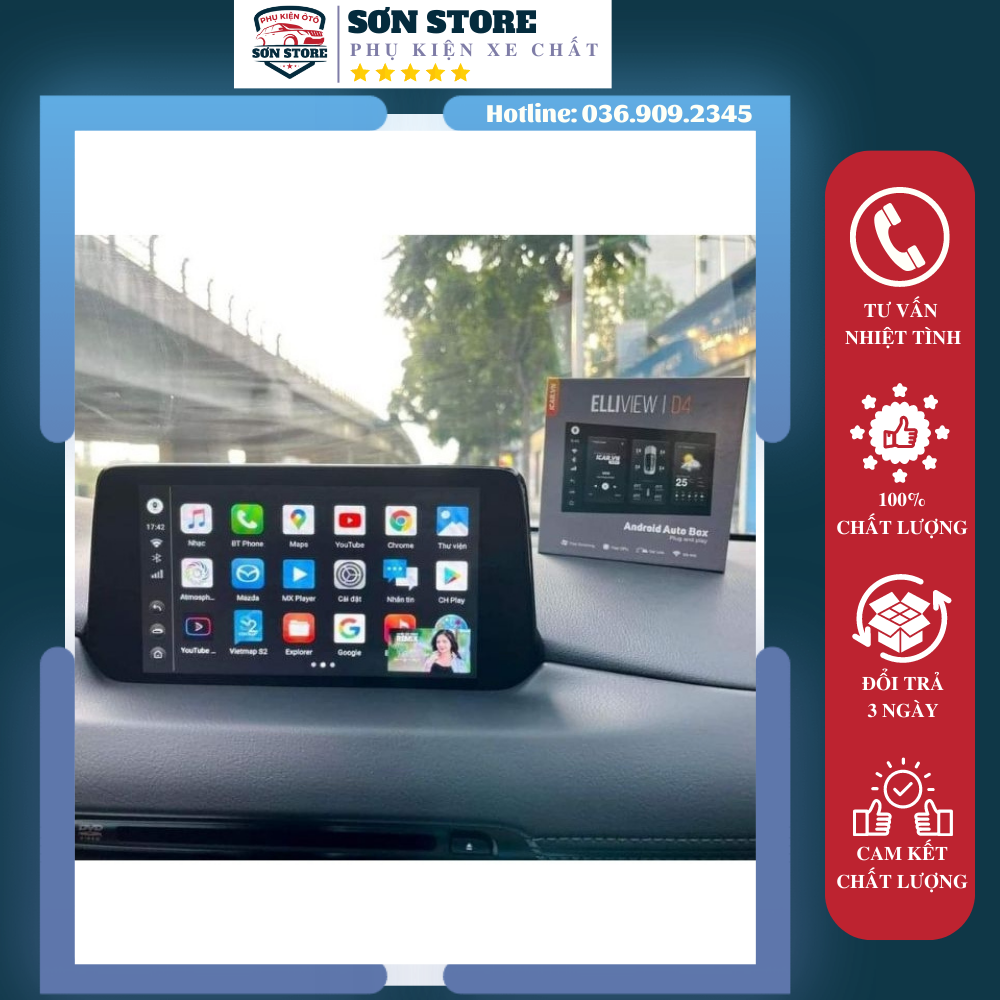 Bộ Chuyển Đổi Android Box Elliview D4(Tặng kèm Vietmap S2) Cho Ô Tô