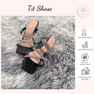 Guốc cao gót, dép sadal quai đính đá cao 5p gót nhọn cao cấp - tít shoes