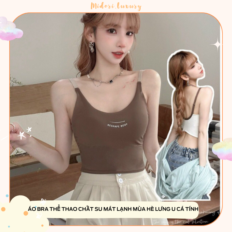 Áo bra 2 dây thể thao Chất Su Mát có Mút Đệm Thời Trang Xuân Hè A044