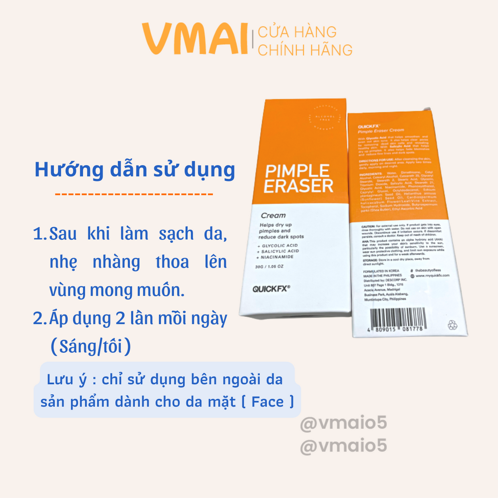 Kem giảm mụn và thâm da mặt QUICKFX 30g