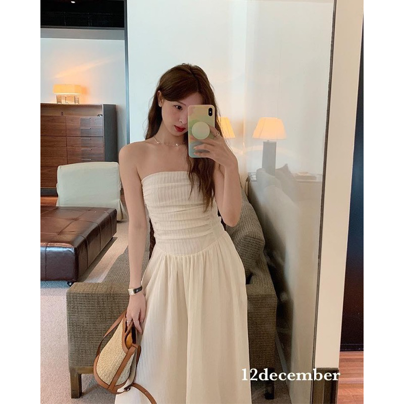 Váy 2 dây xếp ly ngang