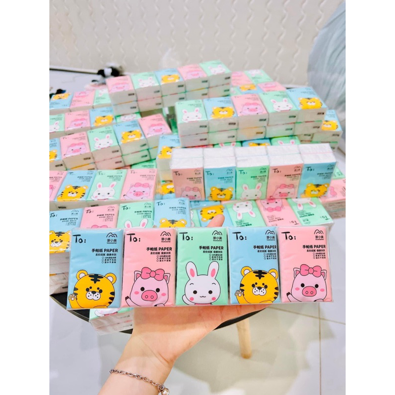 Khăn giấy khô mini hình thú ngộ nghĩnh