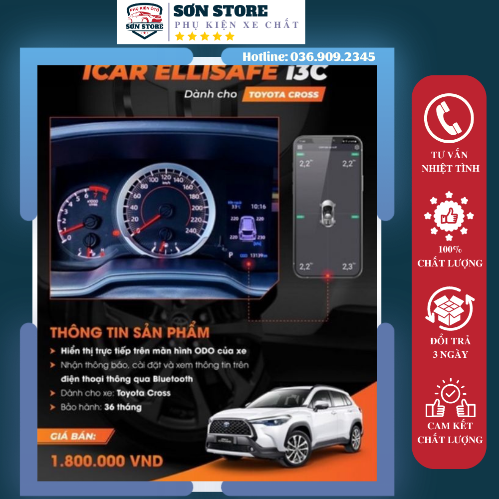 Bộ Giải Mã Áp Suất Lốp Dành Cho Xe Toyota Cross (Chính hãng Icar)