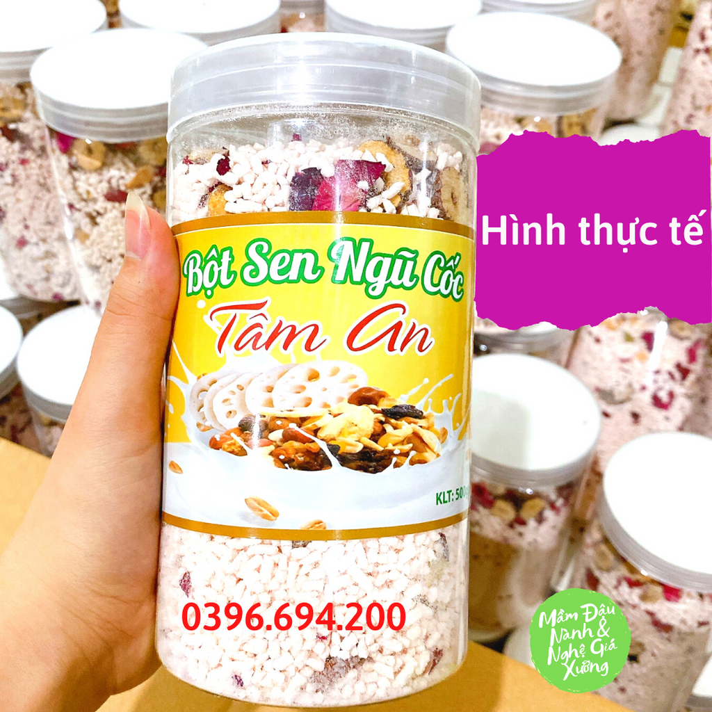 Hộp 500g Bột Củ Sen Ngũ Cốc Mix Hạt Dinh Dưỡng Tâm An Hỗ Trợ Giảm Cân, Ăn Kiêng, Dưỡng Nhan, Ăn Healthy