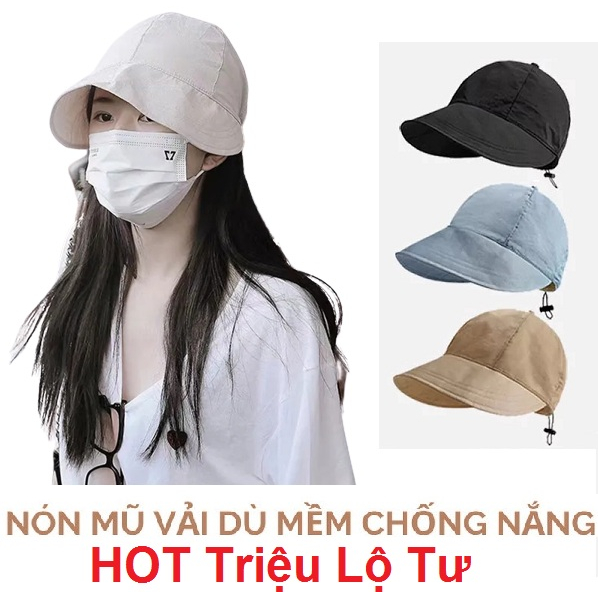 Nón Mũ Bucket Vải Rộng Vành Chống Nắng Chống Tia UV Korea Hàn Quốc Có Dây Rút Hothit Triệu Lộ Tư
