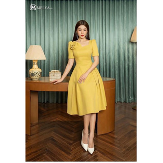 Rập giấy thiết kế, không phải quần áo,Rập đầm váy nữ công sở cổ vuông lệch, tay phồng, tùng xếp ly xoè, Rập giấy cắt sẵn