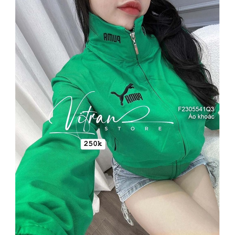 Áo khoác khóa kéo ngực phối chữ sang trọng VIENS STORE
