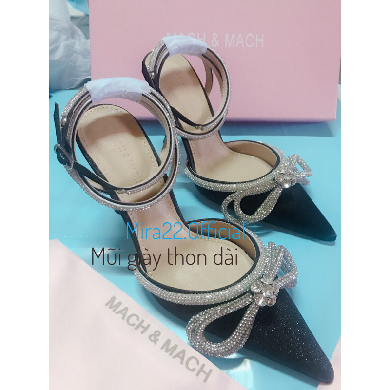 Mẫu Hàng Mới Giày Cao Gót Đính Đá Bling Mach& Mach Vip 10cm Hàng Cao Cấp