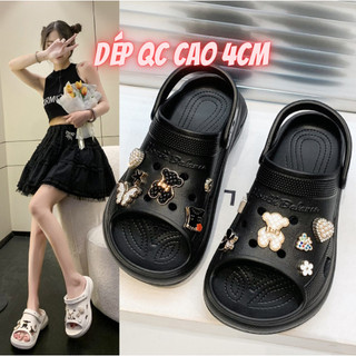 Cross Nữ 2023 Hàng QC Cao Cấp FullBox Đế EVA Cao 4cm, Sục Sandal Nữ Siêu Nhẹ Gắn Kèm Phụ Kiện Dễ Thương