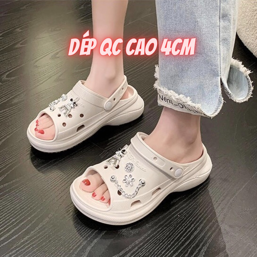 Dép Cross Nữ Hàng QC 2023 FullBox Đế Cao 4cm, Sục Sandal Nữ Nam Siêu Nhẹ Đế EVA Cao Cấp Gắn Kèm Sticker