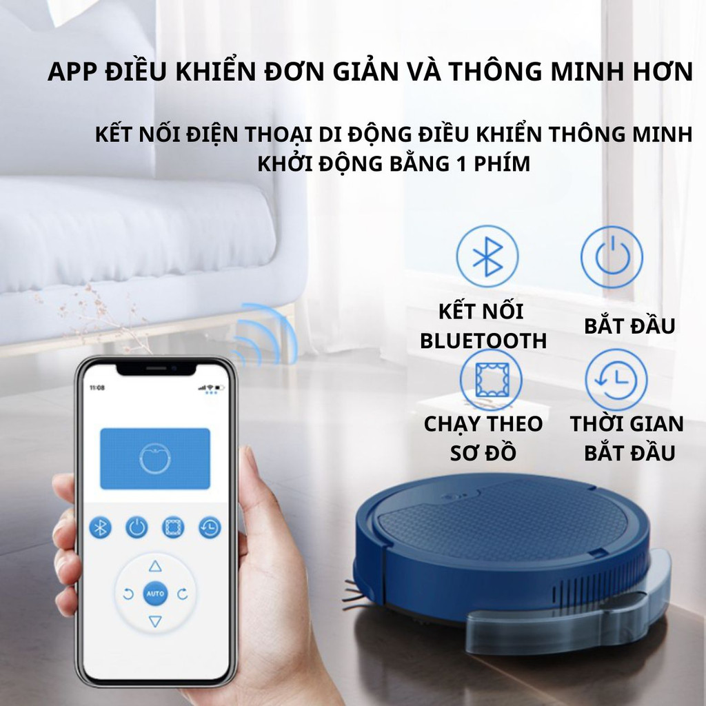 Robot hút bụi lau nhà tự động, Máy hút bụi thông minh,Điều khiển qua app, Chống rơi cầu thang, Hút được tóc bụi,to,nhỏ.. | BigBuy360 - bigbuy360.vn