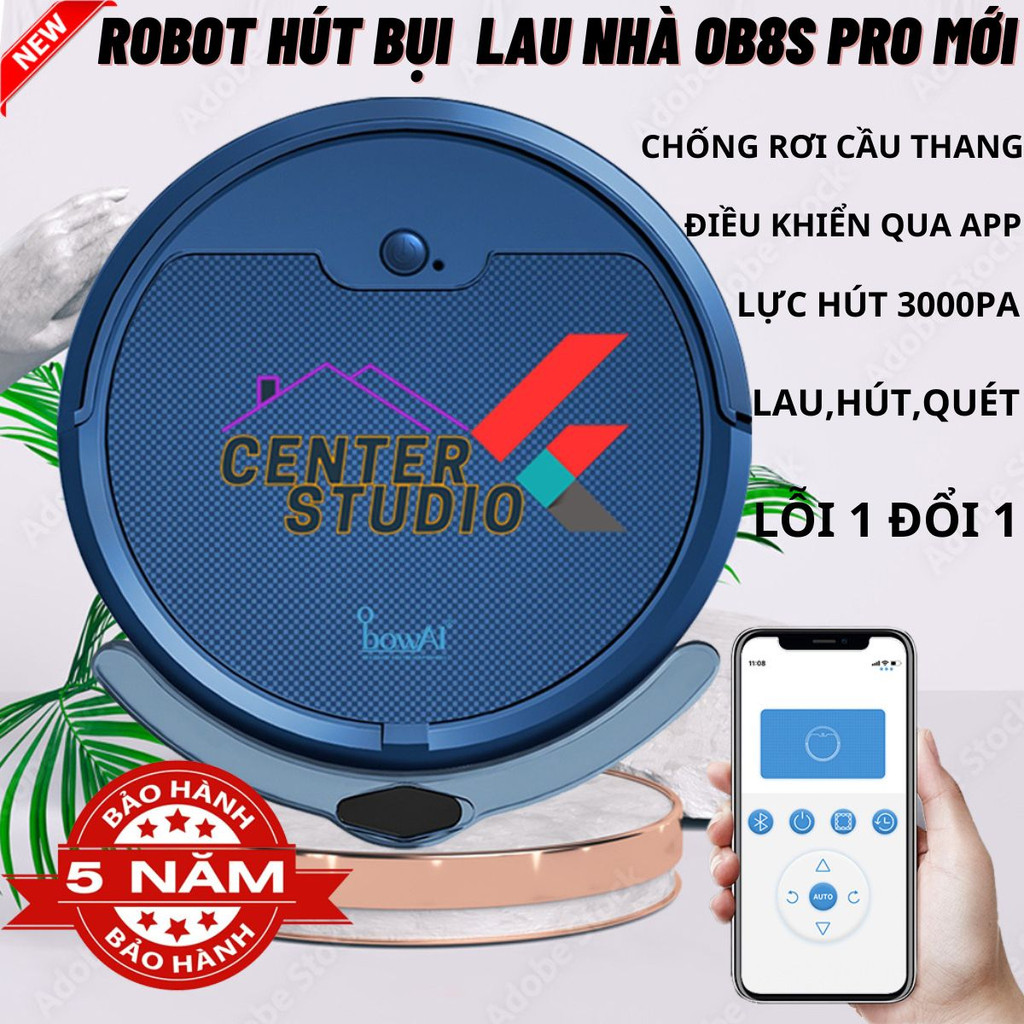 Robot hút bụi lau nhà tự động, Máy hút bụi thông minh,Điều khiển qua app, Chống rơi cầu thang, Hút được tóc bụi,to,nhỏ..