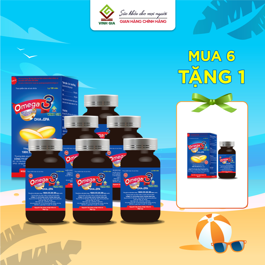 Omega 3 VINH GIA Bổ Sung DHA Và EPA Hỗ Trợ Duy Trì Sức Khỏe Mắt Và Tim Mạch - Hộp 100 Viên