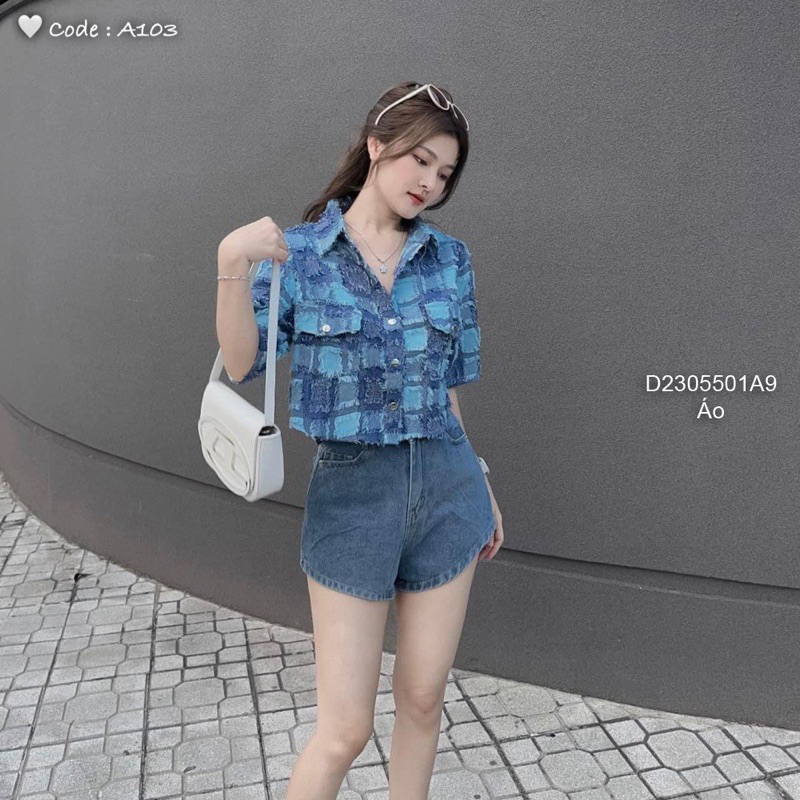 Áo sơ mi lông croptop phối 2 túi hộp cá tính VIENS STORE