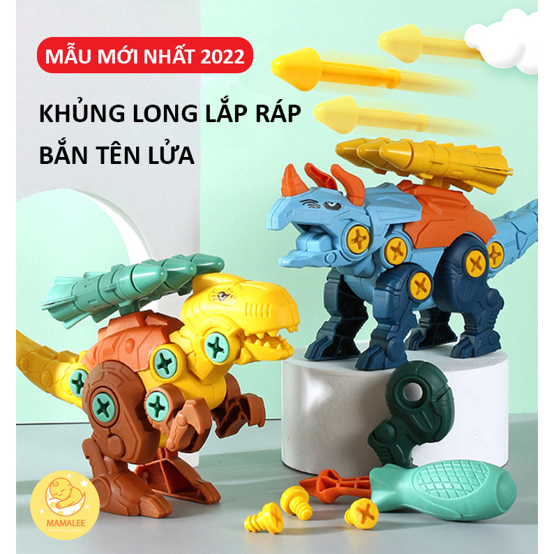 Bộ khủng long lắp ráp bắn tên và xếp khối cân bằng rèn luyện tay mắt, sự khéo léo cho bé