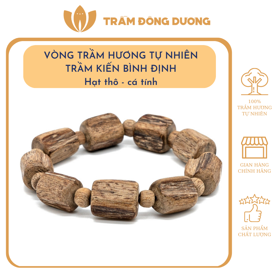 Vòng Trầm Hương Tự Nhiên Hạt Thô - Trầm Đông Dương - Trầm Kiến Bình Định - Vòng Đôi Cá Tính Dành Cho Cả Nam Và Nữ.