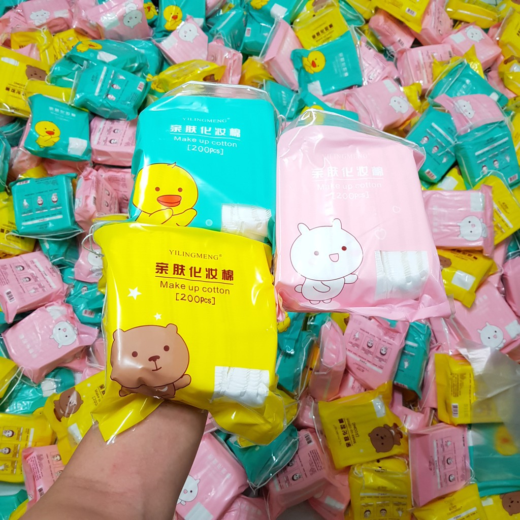 Bông tẩy trang Yilingmeng Line Friend 100% Cotton 200 miếng