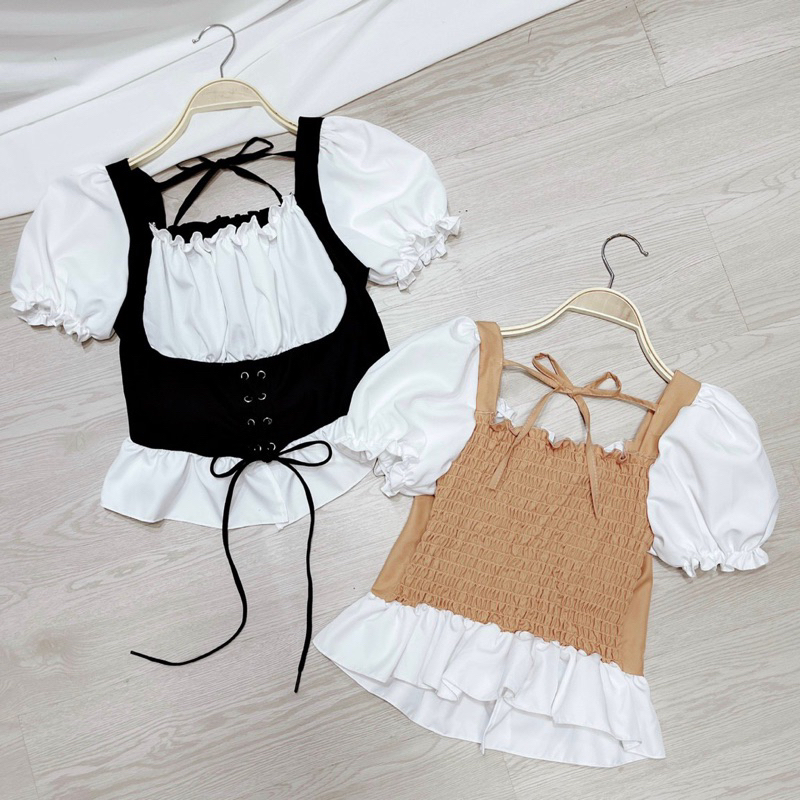 ẢNH THẬT ÁO KIỂU PHỐI RÚT DÂY LOLITA UN