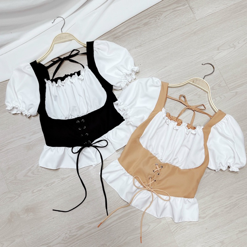 ẢNH THẬT ÁO KIỂU PHỐI RÚT DÂY LOLITA UN