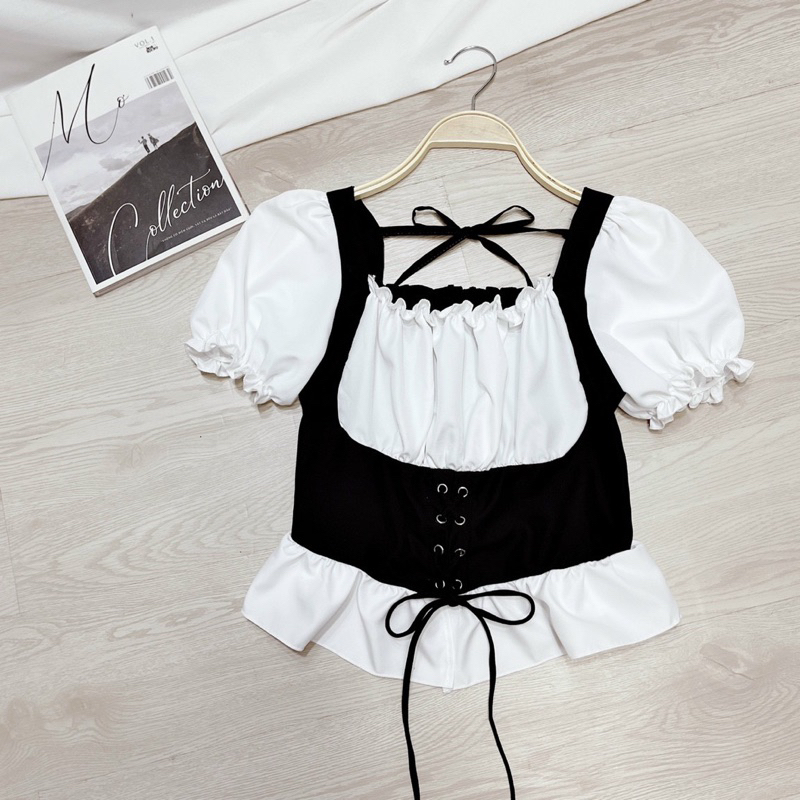 ẢNH THẬT ÁO KIỂU PHỐI RÚT DÂY LOLITA UN