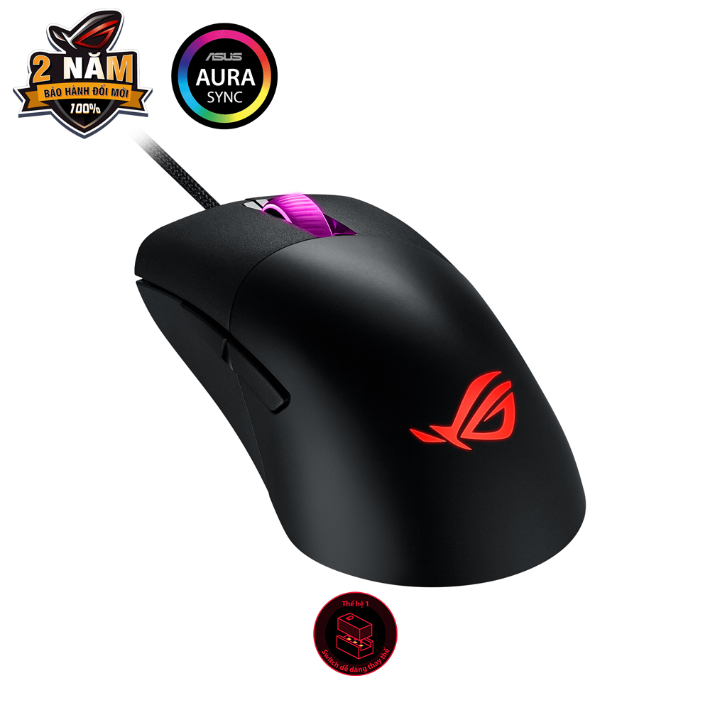 Chuột gaming ASUS ROG KERIS, cảm biến ROG 16.000 dpi, switch dễ thay thế, feet chuột ROG Omni, Aura Sync