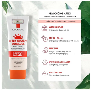 Kem Chống Nắng Lót Nền Trang Điểm Benew Maxbeau Ultra Protect Sunblock 70ml (Kháng Nước, Nâng Tone)