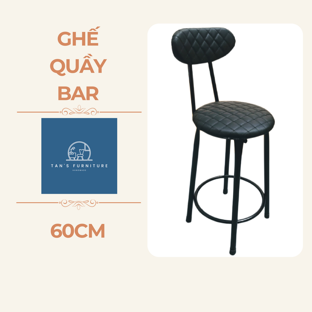 Ghế quầy bar 60cm - Ghế ban công, ghế thu ngân đệm nhiều mẫu