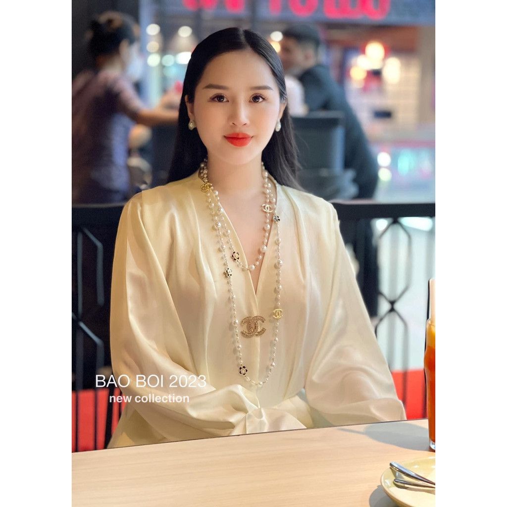 Vòng cổ ngọc CN cao cấp, dây chuyền dáng dài rễ phối đồ, phụ kiện trang sức Harikorea