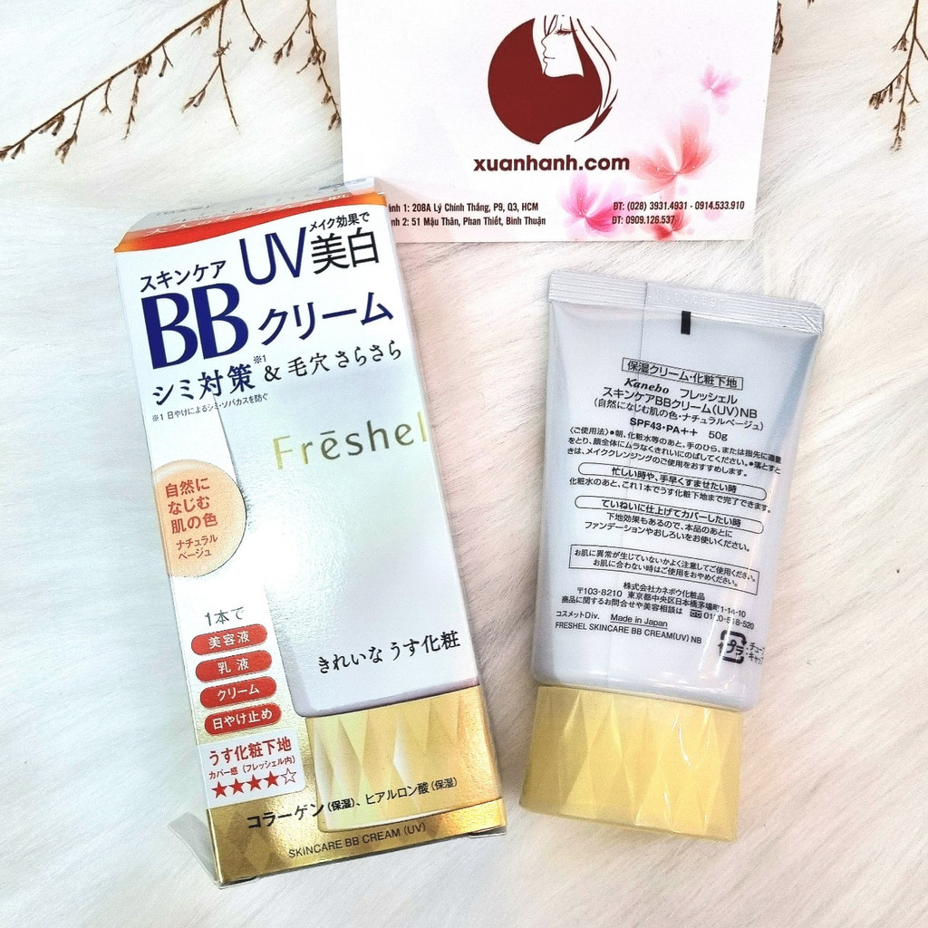 BB Cream Kanebo Freshel White C Mineral UV, khoáng chất lành tính, beige sáng tự nhiên