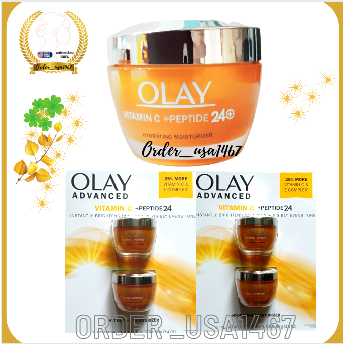 Kem dưỡng trắng da Olay Vitamin C Peptide 24+Hydrating Moisturizer Mỹ 48g (Mẫu mới)