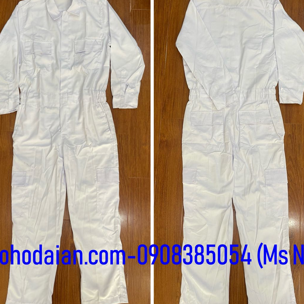 Quần áo bảo hộ lao động áo liền quần vải kaki 65/35 thấm hút mồ hôi