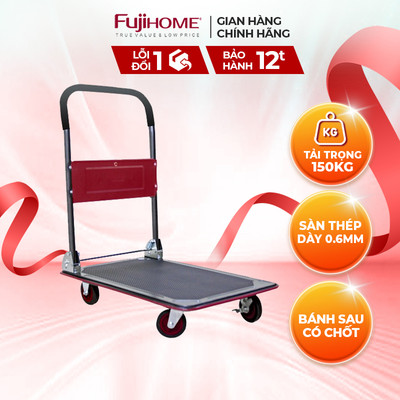 Xe đẩy hàng sàn thép 4 bánh FUJIHOME SH150N, tải trọng 120-150kg - Chính hãng - Bảo hành 12 tháng
