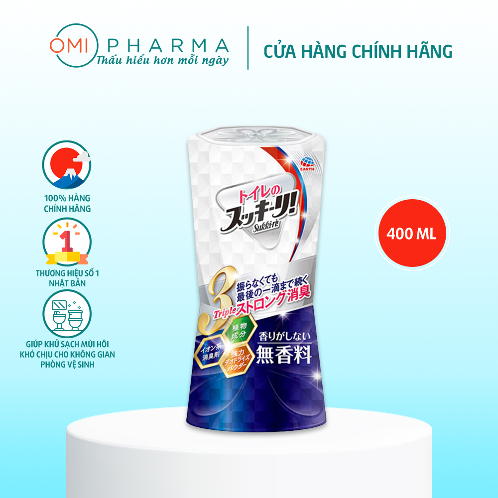 Hộp Khử Mùi Phòng Vệ Sinh Hakugen Earth Sukki-ri Không Mùi Nhật Bản 400ml