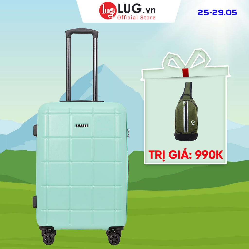 Vali Kéo LUG Lusetti S20/S24/S28 LS2107 Nhựa ABS Hạn Chế Trầy Xước, Dây Kéo Đôi Chống Rạch