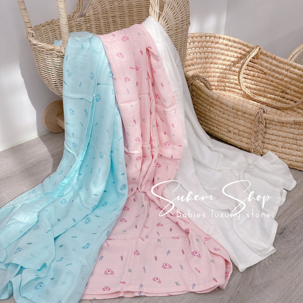 Khăn Tắm Sợi Tre Cho Bé/Khăn Tắm Mipbi Sợi Tre 3 lớp
