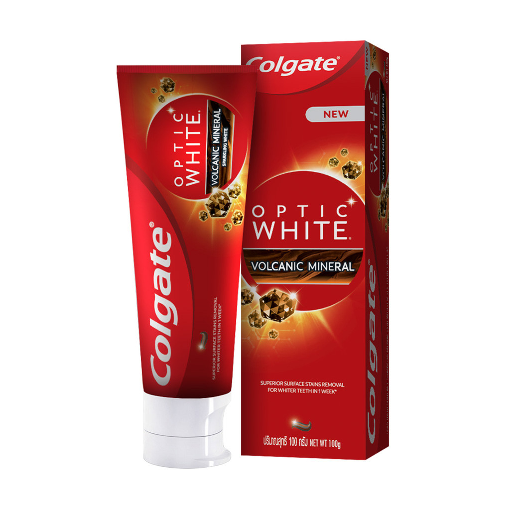 Kem Đánh Răng Colgate Sáng Răng Từ Khoáng Núi Lửa Optic White Volcanic Mineral 100g