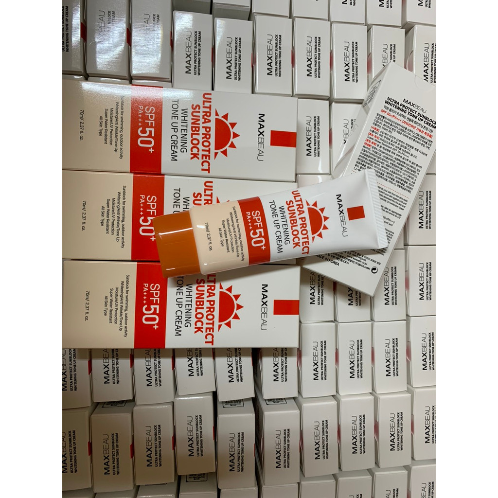 Kem Chống Nắng Kháng Nước, Lót Nền Trang Điểm , Nâng Tone, Trắng Da Maxbeau Ultra Protect Sunblock 70ml