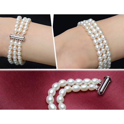 Lắc Tay Hạt Trai Nhân Tạo Set 3 Kiểu Hạt Gạo BTJ028