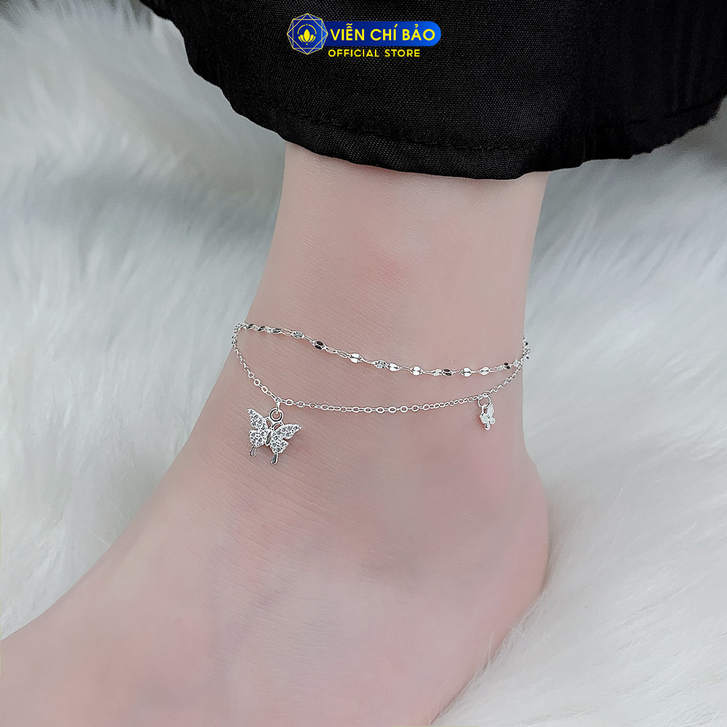 Lắc chân bạc nữ  Butterfly 2 dây chất liệu bạc 925 thời trang phụ kiện trang sức nữ Viễn Chí Bảo L500030x