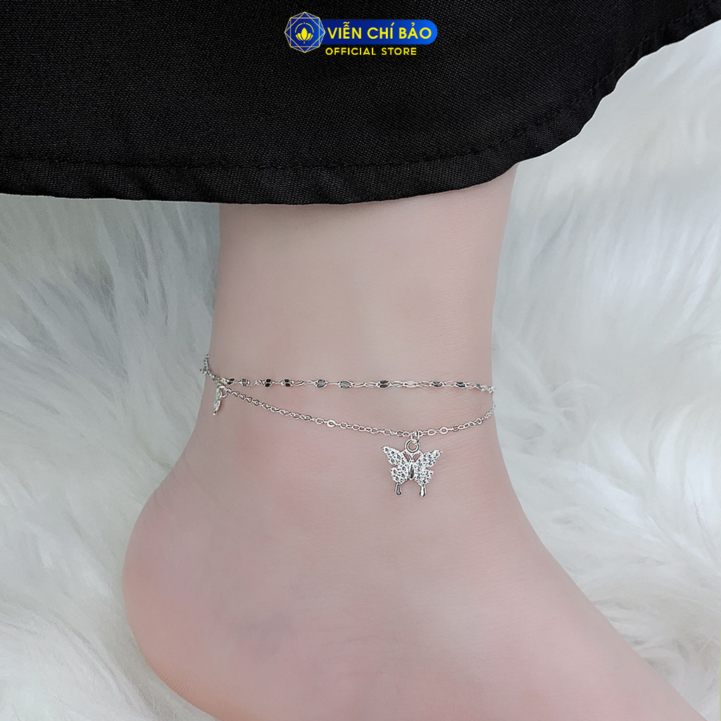 Lắc chân bạc nữ  Butterfly 2 dây chất liệu bạc 925 thời trang phụ kiện trang sức nữ Viễn Chí Bảo L500030x