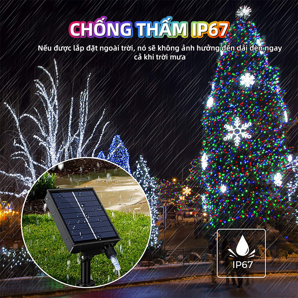 Dây Đèn Led Năng Lượng Mặt Trời 8 Chế Độ Dây Đèn Led Trang Trí Ngoài Trời Chống Nước 22M 200 Led